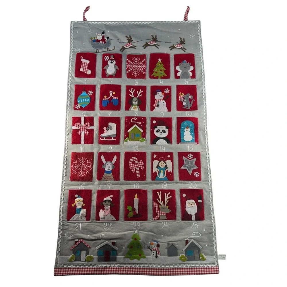 Pottery Barn Kids Advent Christmas Calendar Santa Felt Appliqué Pockets Gifts